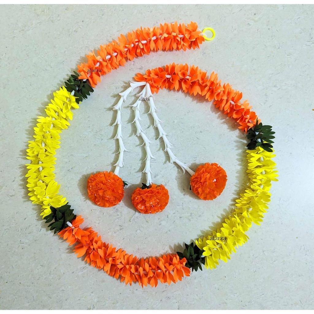 Artificial Flower Garland Toran For Door Entrance Home Decoration Hanging 4Pieces (Orange Yellow, 5 Feet)