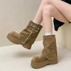 Retro Versatile Sleeve Thick Heel Thick Sole Women's Boots Autumn and Winter Europe and the United States Neutral Simple Fashion Boots Tide