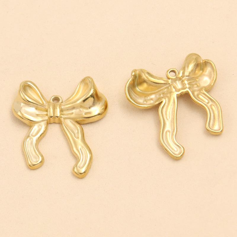 Stainless Steel Bowknot Pendant - Creative DIY Jewelry Accessory, Vacuum Plating, Handmade, Hot Selling