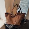 Autumn and Winter Dark Suede Tote Bag Large-capacity Casual Versatile Commuter Bag Simple Texture Single Shoulder Mother and Child Bag