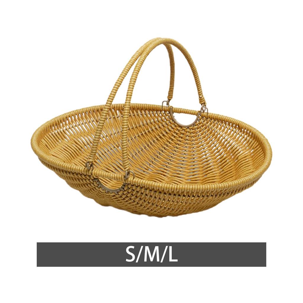 PP Gewebter Picknickkorb für Lebensmittel und Obst, Robust und Leicht für Strand, Park, Hinterhof