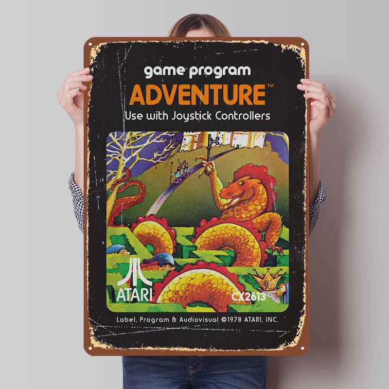A-Atari Posters Classic Game Metal Signs Wall Decor Custom Tinplate Plaques for Gamers Gaming Room Decoration Art Mural Man Cave
