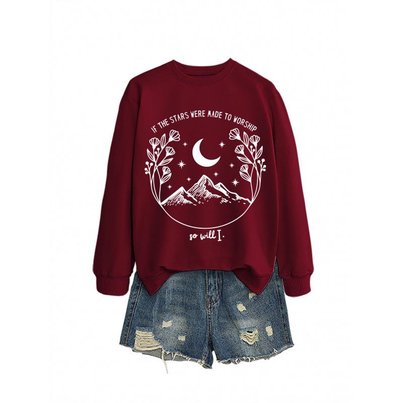 Women's Fashion Starry Round Neck Hoodie