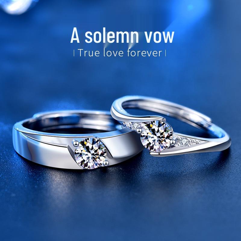 

Роскошные парные кольца из стерлингового серебра 925 пробы - Нишевый дизайн, регулируемые для свадебного или валентиновского подарка Women s Ring Adjustable