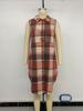 2025 Autumn Vintage British Style Lapel Long Plaid Coat Vest for Office Casual Commute - Women's Fashion Outerwear