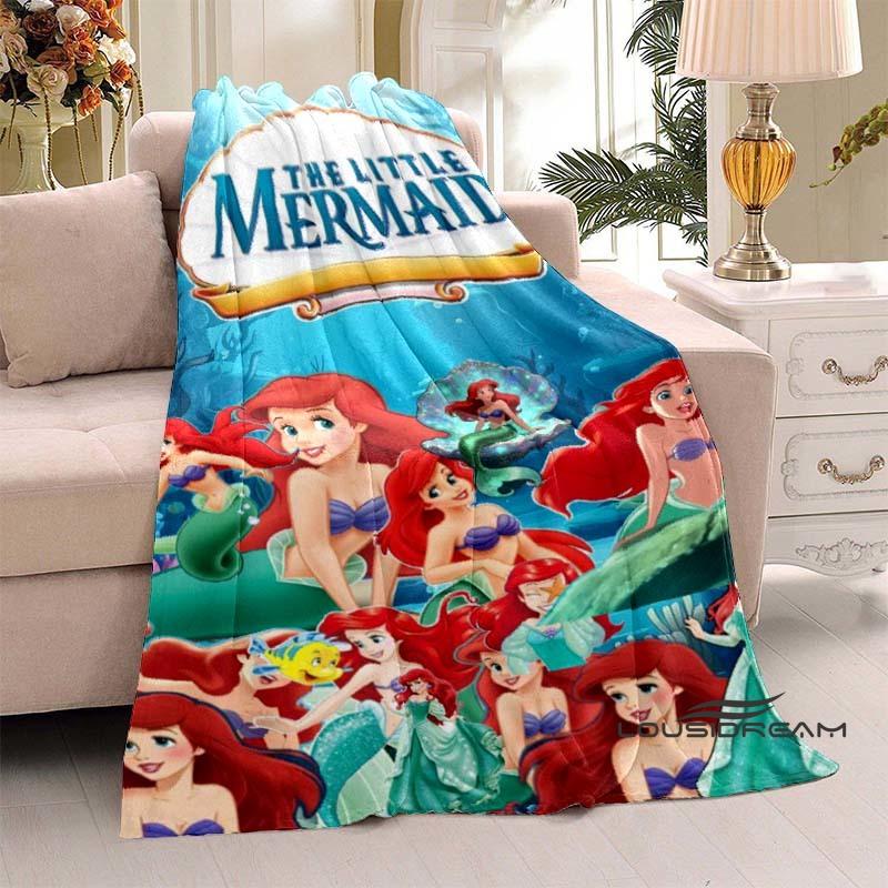 3D Printed Cute Cartoon The Little Mermaid Blanket, Home & Travel Blanket, Soft and Fluffy Winter Blanket Gift for Children and