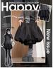 Petite Women's Elegant High-Waisted Black Diamond-Quilted Padded A-Line Shorts, Autumn/Winter Collection - Slimming, Puffy, Half-Skirt Style.