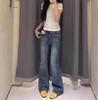 Women's Retro Blue High-Waist Wide-Leg Flared Jeans Plus Size