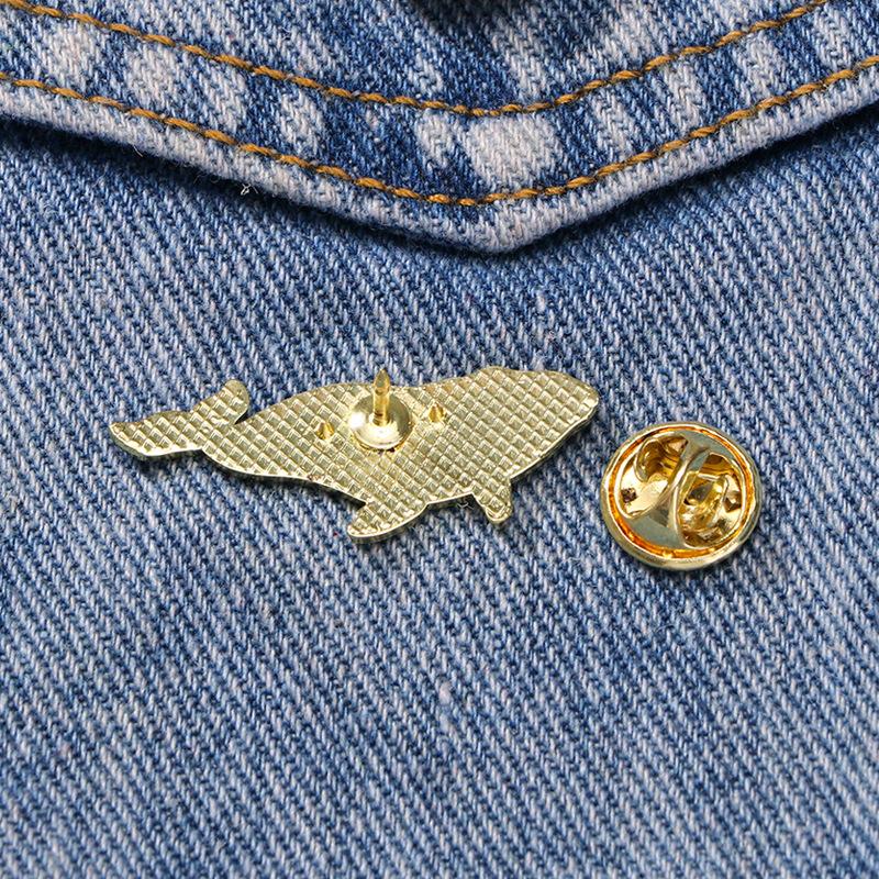 Cartoon Starry Sky Blue Whale Kun Shape Brooch Alloy Baked Paint Badge Waist Fixed Anti Exposure Decoration For Backpack Clothing