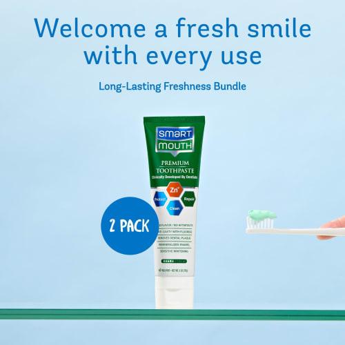 Smart Mouth Whitening Toothpaste with Fluoride Clean Mint 6 Oz (Pack of 2)