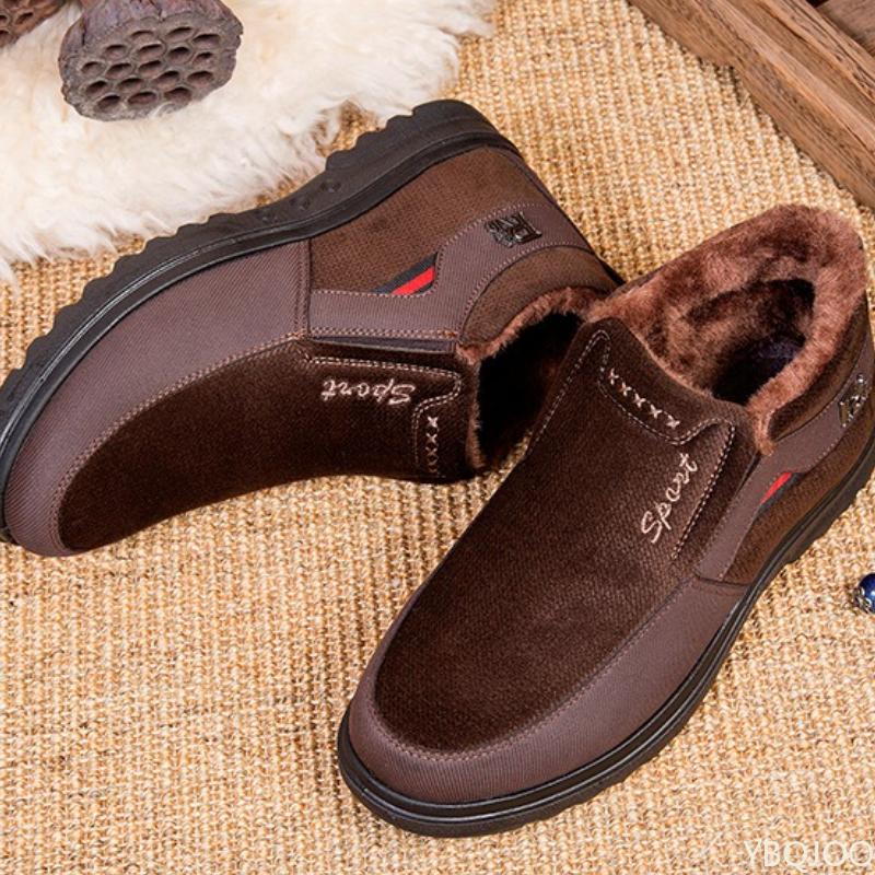 Large Size Autumn and Winter Fashion New Item with Plush and Thick Warm Cotton Boots for Outdoor Comfort Men's Cotton Shoes