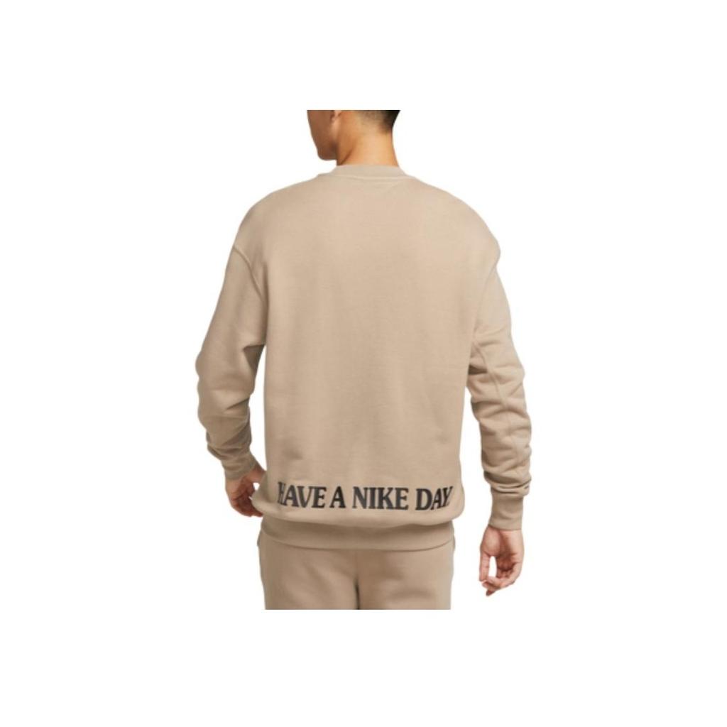 Nike Logo Print Crew Neck Sweatshirt Men Tops Khaki HJ0836-247