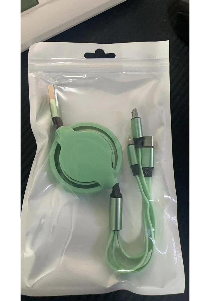 Macaron 3-in-1 Retractable Fast Charging Cable with Custom Logo