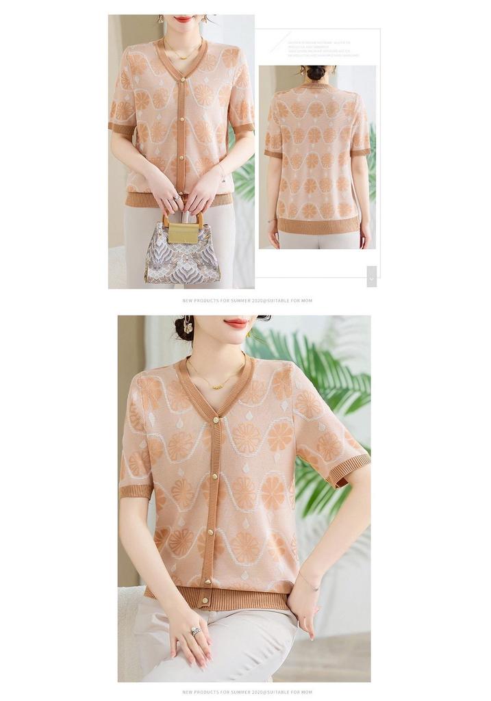 Mom's Elegant Summer Short-Sleeve Shirt - 2026 New Style for Middle-Aged and Elderly Women