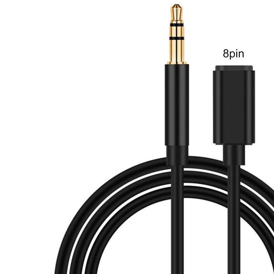 

High Fidelity Cable Alloy 8Pin to Adapter Aluminium 3.5mm Car Aux Cable чёрный