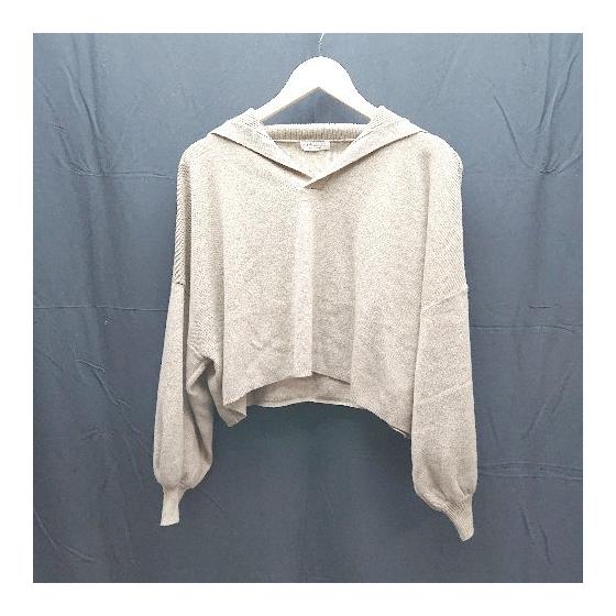 earth music&ecology cable brushed simple spring/summer V neck long sleeve knit size F brown ladies E [Used]