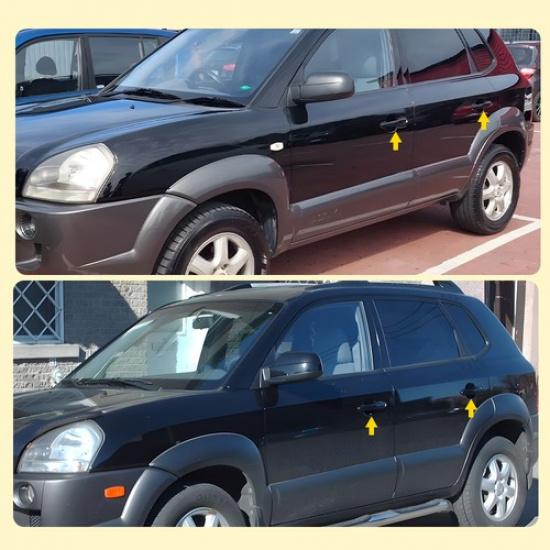 Pair BLACK Exterior Rear+Front Driver Side Door Handle For 05-09 Hyundai Tucson