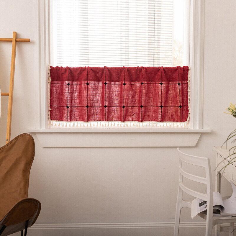 1PC Rod Pocket Half Short Curtain Tassels for Cafe Window Door Valance Drape Decor Home Interior Shade Window Drapes Cafe