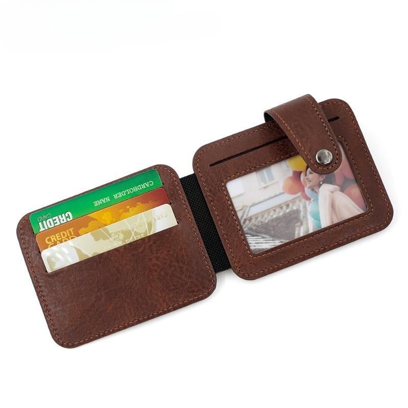 Men’s Slim Card Holder Wallet with ID Window, PU Leather Credit Card Case, Minimalist Front Pocket Wallet, RFID Blocking Card Organizer