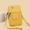 New Women's Messenger Bag Simple Mobile Phone Bag Retro Printed Shoulder Satchel Soft Leather Texture Small Square Bag