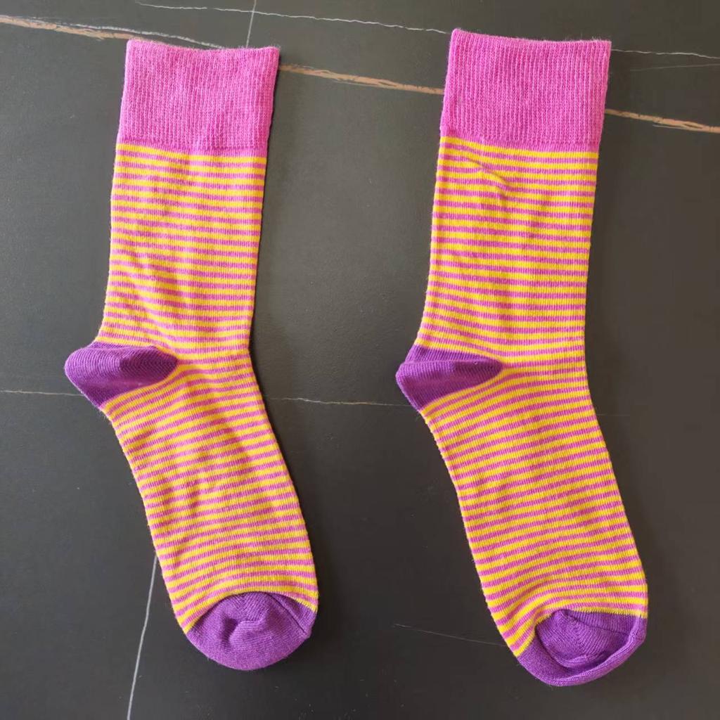Japanese Wave Stripes Cotton Socks Women Solid Color Ankle Boot Styling Harajuku Christmas Girlfriend Gift Pink Yellow Cute