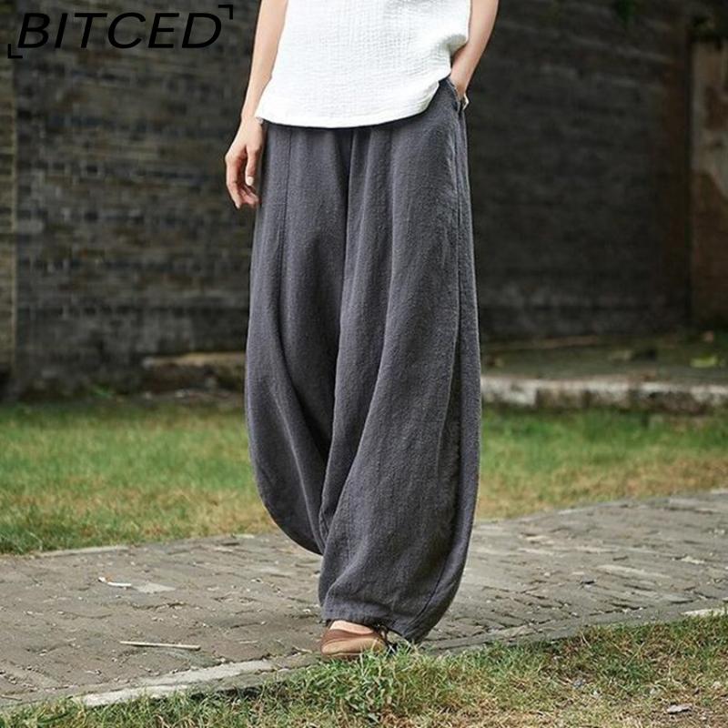 BITCED Women's Fashion Casual Solid Color Print Pants & Capris