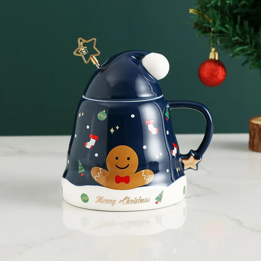 450 ml Leuke Kerst Koffie Mok Met Lepel Keramische Astronaut Vorm Melk Koffie Cup Festival Dárek Kerstman Thee Cup Nordic Mok