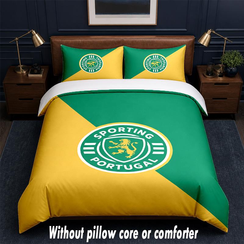 Sporting CP FC Design Bed Bedding Set 1 Duvet Cover + 2 Pillowcases Soft Breathable Household Bed Linens