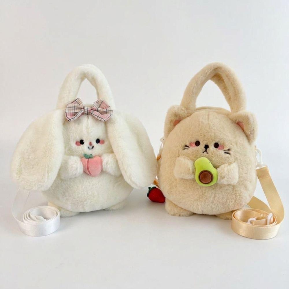 Fashion Cartoon Rabbit Shoulder Bag Soft Fluffy Large Capacity Crossbody Bag Lightweight Handbag Women Girl Accessories