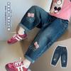 Girls' Jeans 2025 New Spring and Autumn Children's Fashionable Dark-Colored Cute Cat Casual Bow-Knot
