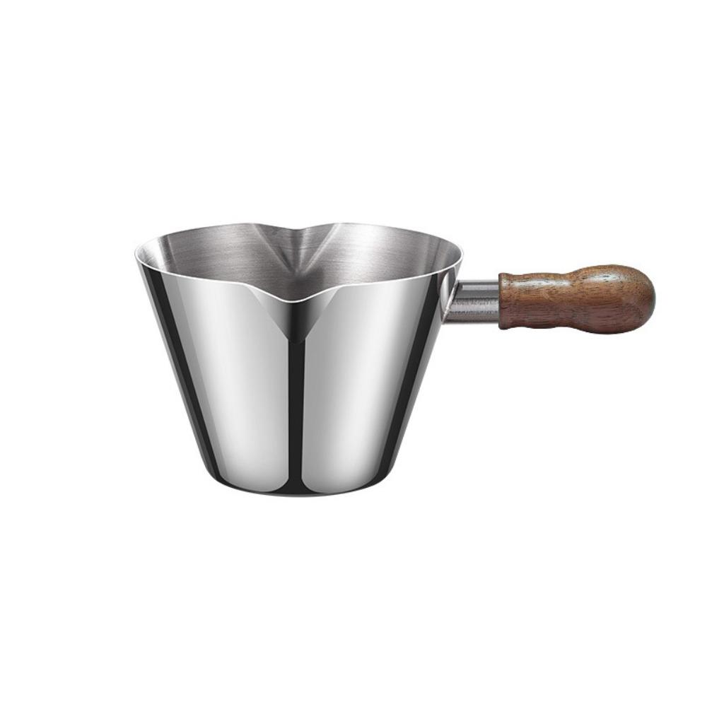 Walnut Handle Coffee  Extraction Cup 304 Stainless Steel Milk Cup Multifunctional Dosing Cup  Cafe