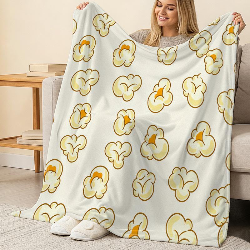 Lightweight Flannel Blanket,Popcorn Collection, Soft & Skin-friendly, Versatile Warm Throw for Home, Perfect for Christmas & Halloween