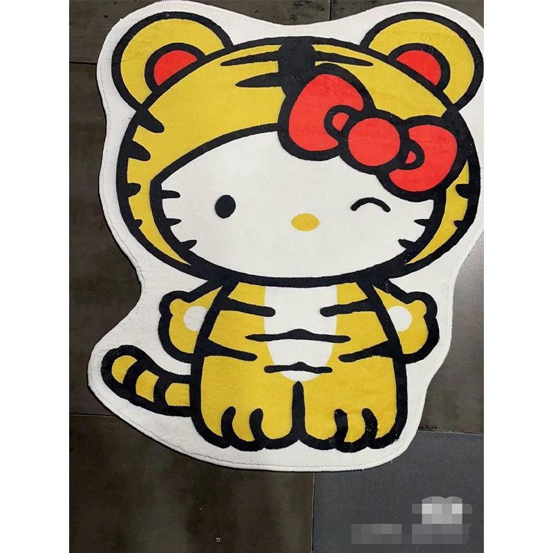 Cartoon Kitty Faux-Kaschmir Fußmatte - Unregelmäßige Form, Wasserabsorbierende Tür-/Badezimmermatte