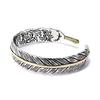 Vintage Carved Pattern Feather Bangle Bracelet Creative Design Opening Adjustable Men And Women'S Models