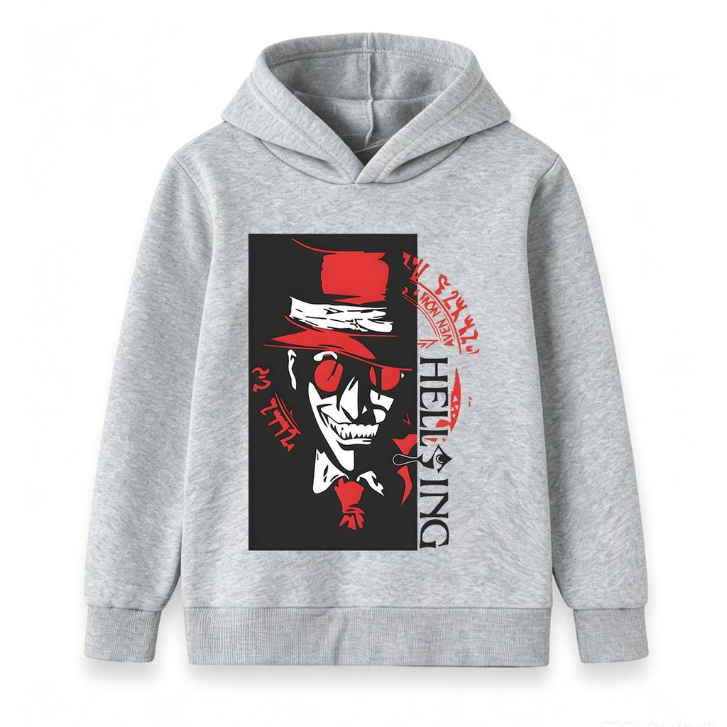 Kids Boys Girls Pullover Hoodie, Cool Cartoon Vampire Pattern Long Sleeve Casual Sweatshirt for Daily Wear