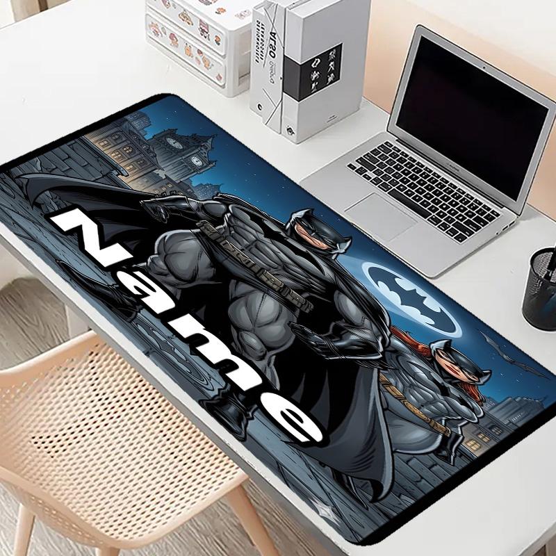 Custom Name Personalized Batman Pattern Mousepad, Laptop PC Desk Mat, Decorative Desk Mat for Home Keyboard Pad Gift
