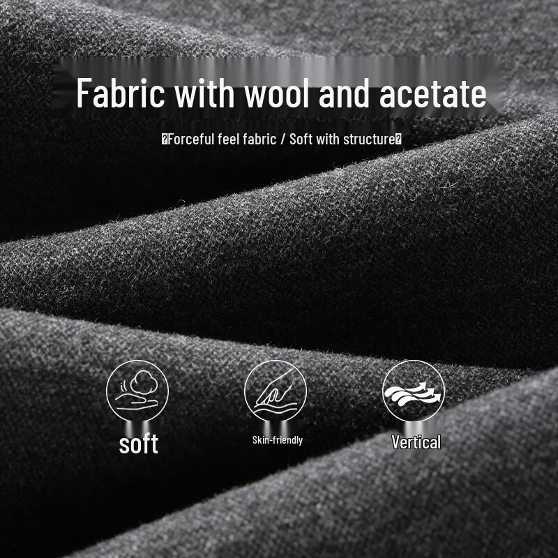 ROMON Men's Winter Thickened Wool-Blend Casual Straight-Leg Trousers