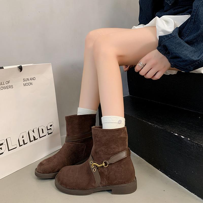 

2025 autumn new retro short boots casual cowboy western boots women s shoes Martin boots women s shoes trendy shoes women s boots M~ 40 коричневый