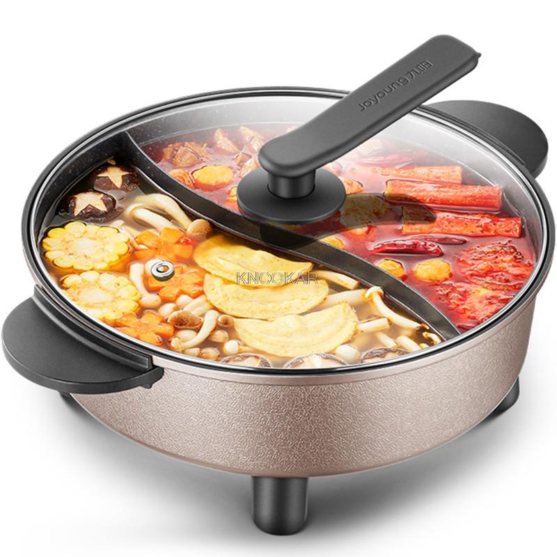 Joyoung 220В 5л Хотпот Машина для готовки 2 вкуса Бытовой Электрический Хотпот Антипригарная Мультиварка Сковорода hot Pot CN шоколадный