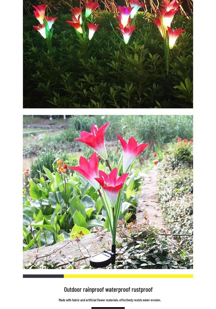 Solar Color-Changing LED Lily Flower Lantern - Outdoor Rainproof Decorative Lawn Light