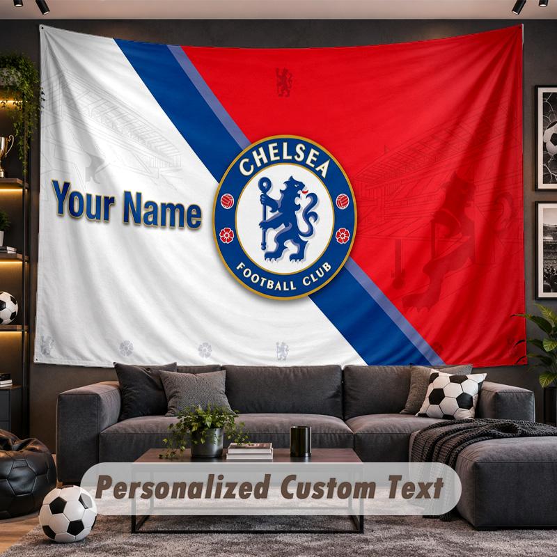 Chelsea FC Personalized Tapestry Support Custom Name, Wall Art Home Decoration