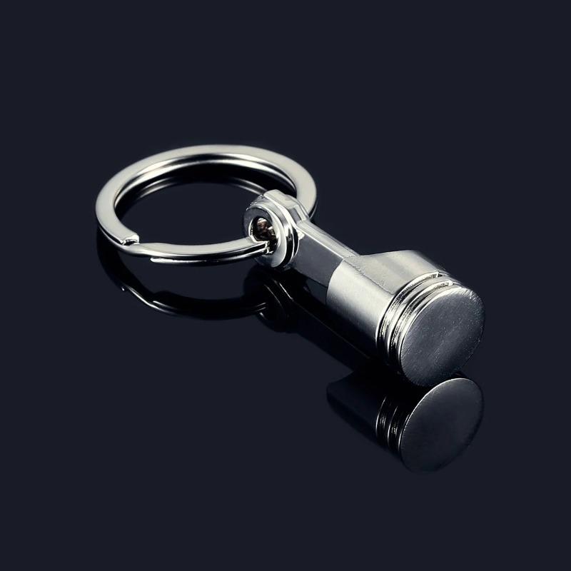 Engine Silvery Metal Piston Car Keychain Keyfob Fob Key Chain Ring Keyring Gifts