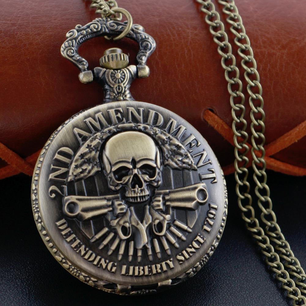 

Rider Skull Quartz Pocket Watch Steampunk Necklace Clock Metal Stainless Steel Watch Pendant with Short Chain Gift Cf1223 бронзовый