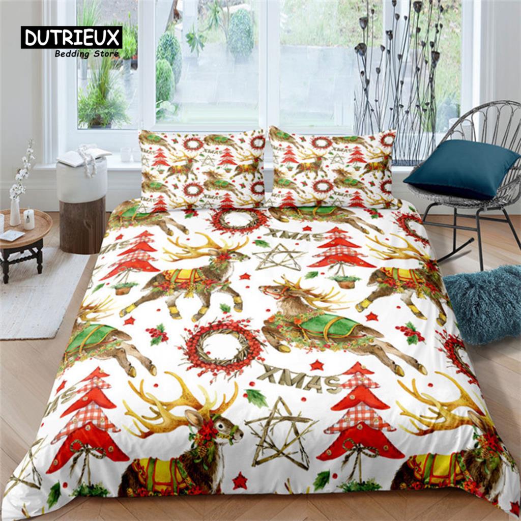 Halloween Bettwäsche Set Cartoon Kürbis Bettbezug Set Mikrofaser Hirsch Geometrischer Druck Bettdeckenbezug mit Kissenbezug Raumdeko