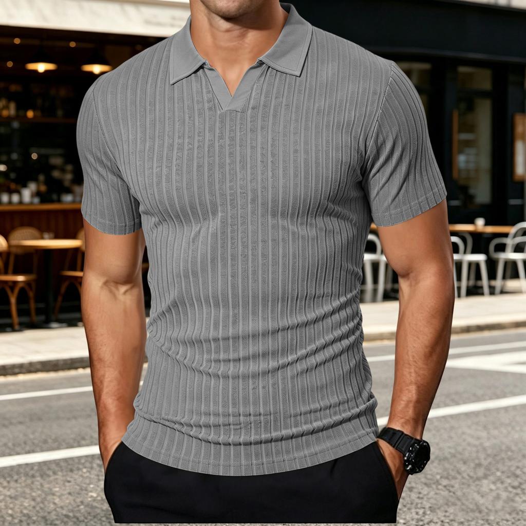 Men's Casual Short Sleeve T-Shirt with Collar, Breathable Shirt for Summer Everyday Wear