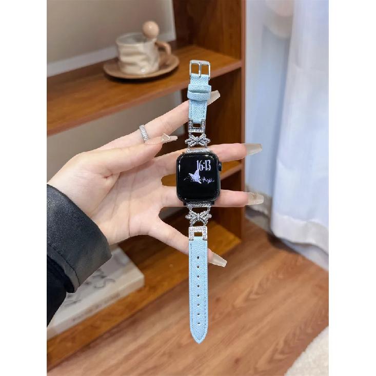 

Leather Watch Bands for Apple Watch Women Band 38 4142 44 46 49mm Bracelet Bling Butterfly Slim Leather Strap for iWatch S10 9 8 iwatch S10 42mm
