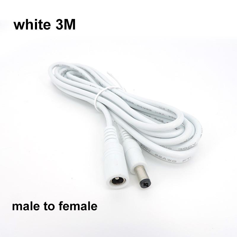 22awg 3A DC Male To Male Female Power Supply Adapter White Black Cable Plug 5.5x2.1mm Connector Wire 12V Extension Cords
