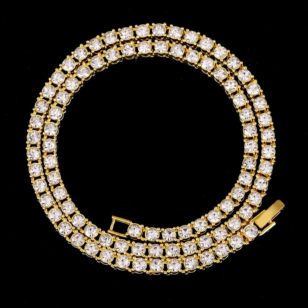 "Eco-Friendly Zinc Alloy 4mm Tennis Chain Necklace for Men & Women - Trendy Hip-Hop Jewelry"