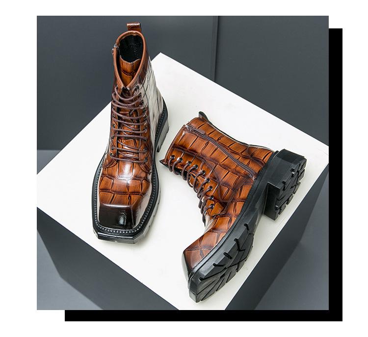Men's Cross-Border High-Top Leather Boots - Large Size, Autumn/Winter 2025, New Workwear & British Martin Style