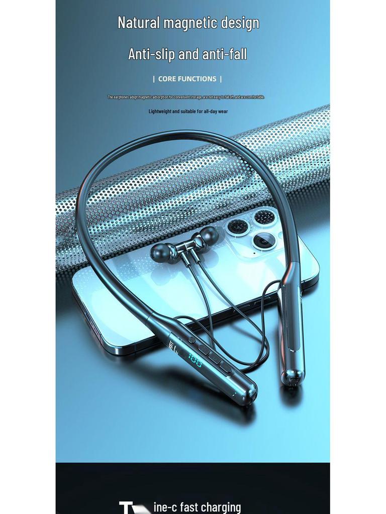 Universal Neckband Bluetooth Headphones with Long Battery for Sports: Compatible with Huawei, Vivo, Xiaomi, Oppo, and Apple.